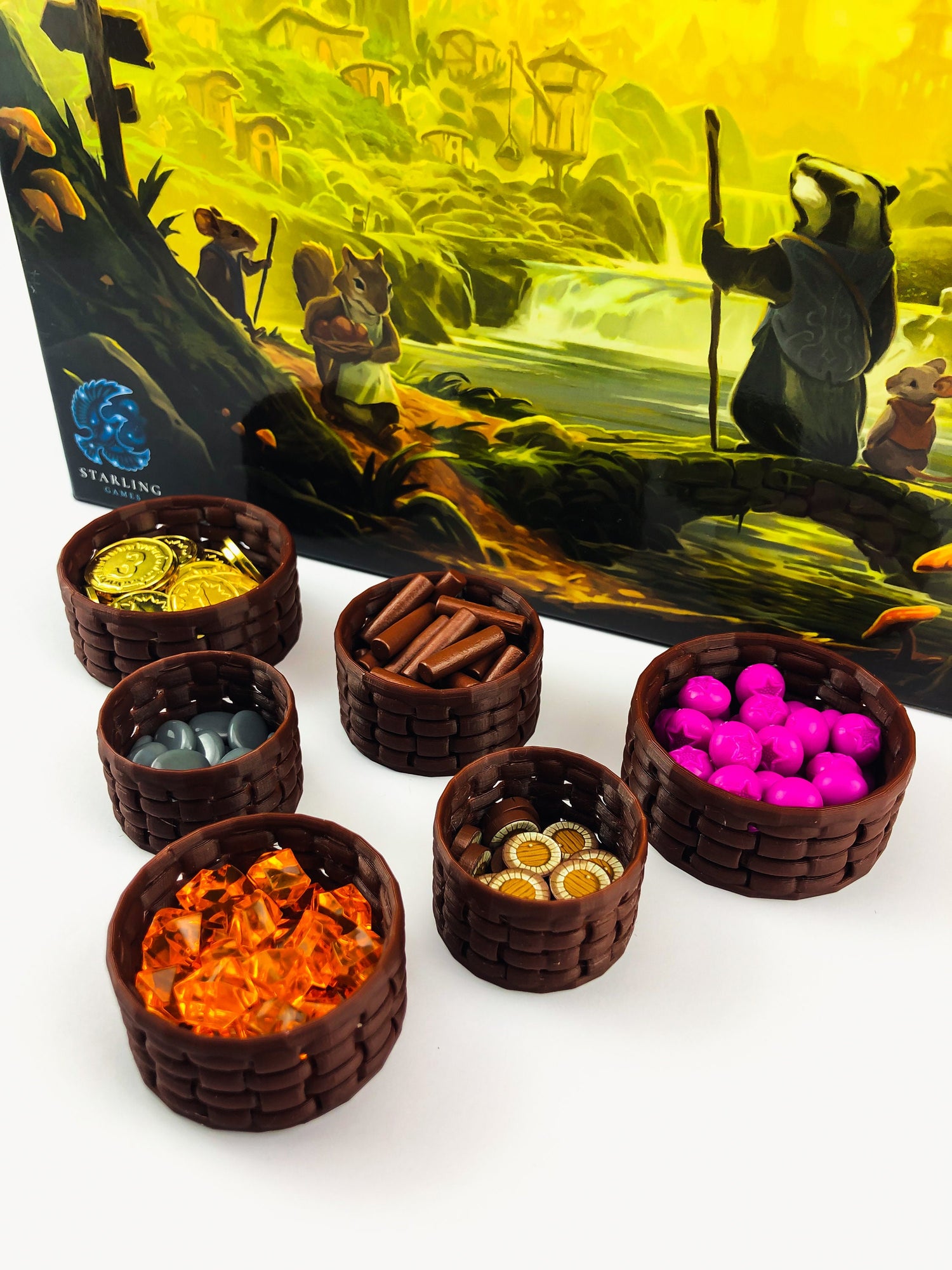 Everdell – Ressourcen Körbe als Set/Einzeln – mit Deckel – Brettspiele / Boardgames – 3d Druck / Print