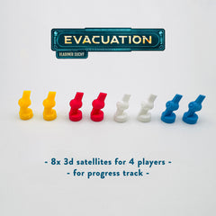 Evacuation – 3D Satellites (8 pcs) Set - for Progress Track - Boardgame Upgrade – 3D Print