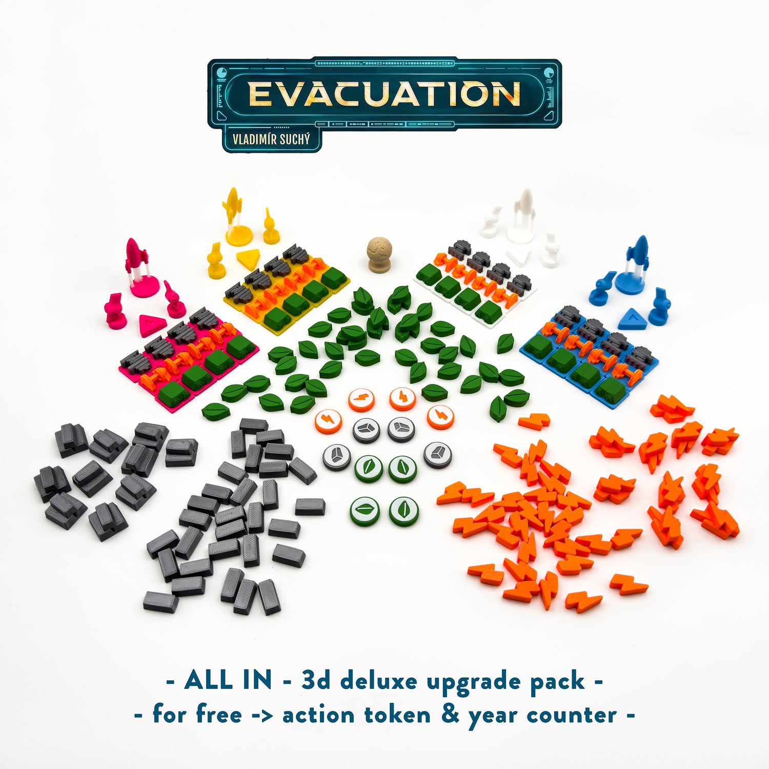 Evacuation – ALL IN - 3D Deluxe Upgrade Pack (192 pcs) - Boardgame Upgrade – 3D Print